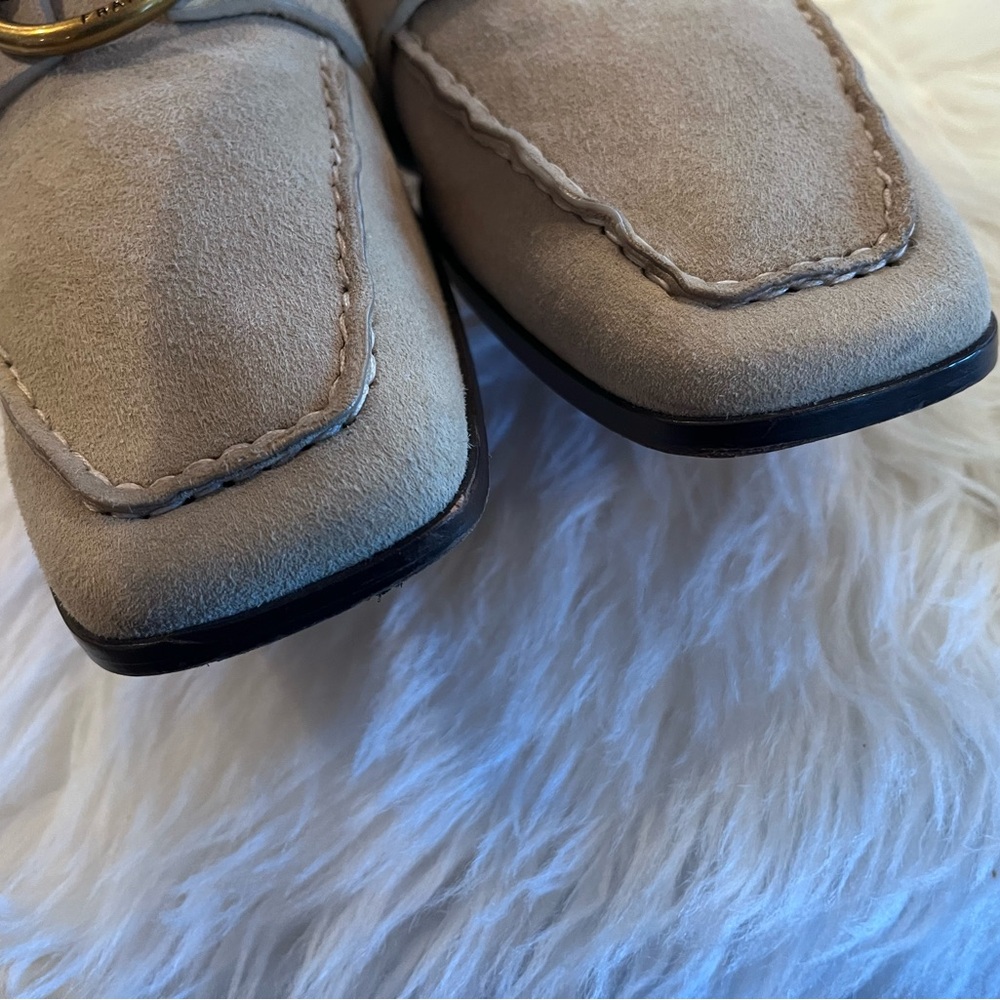 Frame Le Montecito 39.5 Loafer Tan Suede W/Gold Buckle Detail - Picture 9 of 16